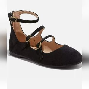Cat & Jack Girls' Valera Strappy Metallic Ballets Flats (US 1 or 5 Black) NWT